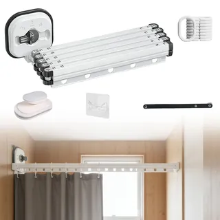 Duschvorhang Ohne Bohren,Wandmontage Eckvorhangstangen, Duschvorhang mit Saugnapf (1.8x2M),5-fach Altbare Faltbare,Duschvorhangstange l/u Form mit Vorhangringen für Badezimmer Eckdusche Shower (Weiß)