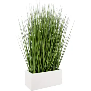 Künstliches Gras in Schale aus Keramik Grünpflanze Kunstpflanze Kunstgras Dekogras Grasbusch Grasbüschel Kunst Ziergras Gartenkräuter Kräuter Ziergras