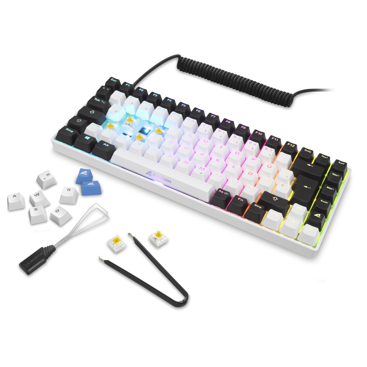 Bild von Skiller SGK50 S3 White, schwarz/weiß, LEDs RGB, hot-swap, Gateron YELLOW, USB, DE (4044951039180)