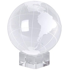 OwnMy Weltkugel Kristallkugel Glaskugel Display Globus Briefbeschwerer Heilung Meditation Ball mit transparentem Ständer für kreatives Geschenk (Globus / 80 mm)