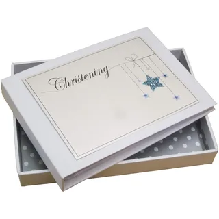White Cotton Cards BCS1T Mini-Fotoalbum zur Taufe, Motiv Blauer Stern