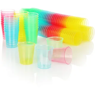 com-four® 120x Schnapsbecher, spülmaschinengeeignete Mehrweg-Schnapsgläser aus Kunststoff, optimal für Shots und Kurze, wiederverwendbare Shotgläser