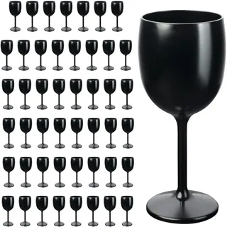 Schramm® Mehrweg Weingläser in schwarz wählbar 6, 12, 24 oder 48 Stück Champagner Glas Sektflöten Sektkelch Stielglas Champagner Gläser Fassungsvermögen, Größe:48 Stück