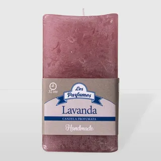 La Briantina Quadratische Duftkerze, Brenndauer 32 Stunden, Höhe 10 cm, Antikrosa, Lavendelduft
