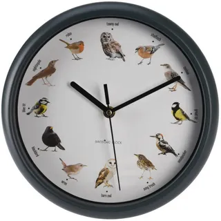 Home Styling Collection Wanduhr Vogelgeräusche , Anthrazit , Kunststoff , 5x26.5x27 cm , Dekoration, Uhren, Wanduhren
