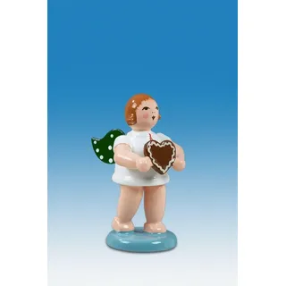 Engelfigur Geschenkeengel mit Pfefferkuchenherz ohne Krone Höhe ca 6 cm NEU Holz