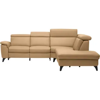Cantus Ecksofa , Honig , Metall , Echtleder , Color-Finish-Leder , Uni , Ottomane rechts, L-Form , 285x239 cm , Typenauswahl, Bettkasten erhältlich, Fußauswahl, Lederauswahl, Stoffauswahl, seitenverkehrt erhältlich, Hocker erhältlich, Rückenfutter , Wohnzimmer, Sofas & Couches, Wohnlandschaften, Ecksofas