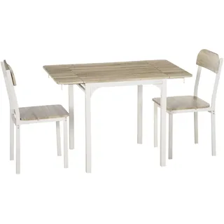 Homcom Essgruppe, Mdf, Natur+Weiß , Naturfarben , Kunststoff , 70x75x110 cm , Esszimmer, Bänke, Tischgruppen & Eckbankgruppen