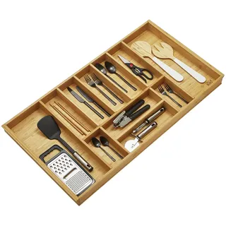 Orga-Box-1 BAMBUS Besteckeinsatz 919 x 473 mm mit 11 Fächern | für Blum Tandembox / Antaro Schubladen im 100er Schrank Besteckkasten für Wellmann und Alno Küchen und vielen weiteren mehr