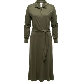 Blusenkleid RAGWEAR "Blusenkleid Plantee", Damen, Gr. S, N-Gr, grün (schwarz olive), Obermaterial: 95% Viskose CV. 5% Elasthan EL., Kleider Blusenkleid