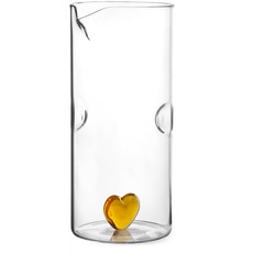 H&h caraffa in vetro borosilicato con cuore ambra lt 1,4