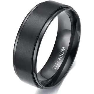 Zakk Ring Herren Damen Titan Verlobungsringe Eheringe Trauringe Schwarz Gebürstet 4mm 6mm 8mm(Schwarz-8mm, 69 (22.0))