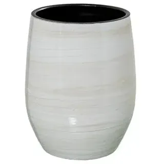 DRW Runde Keramikvase, Weiß, Beige, glänzend, 40 x 32 x 32 cm