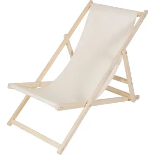 Mucola Strandstuhl klappbar Strandliege Holz Liegestuhl Gartenliege Sonnenliege Faltliege - Beige - Beige