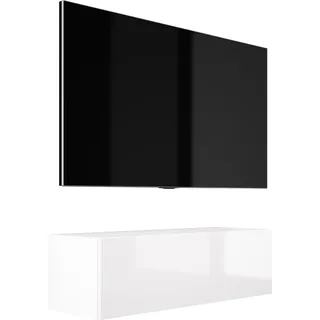 RTV DMG Hängendes TV-Schrank - Modernes Design B: 100 cm, H: 34 cm, P: 32 cm. TV Lowboard, TV Board, TV Sideboard Hängend, Lowboard Fernsehschrank - Weiß