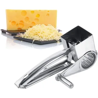 VIFERR Käsereibe, Trommelreibe Edelstahl Multifunktions Küchenreibe Craft Rotary Käsereibe mit Kurbel, Parmesanmühle Manuell Cheese Grater für Käse Gemüse Obst