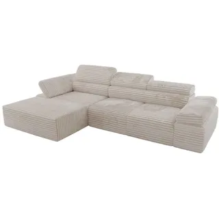 MKS Ecksofa Rilasso L Beige Cord - links , Textil , L-Form,L-Form , 296x174 cm , Oeko-Tex® , Wohnzimmer, Sofas & Couches, Wohnlandschaften, Ecksofas
