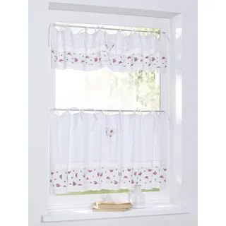 Kutti Scheibengardine Bistrogardine Panneaux Lavie weiß Rosen Häkelspitze Baumwolle Landhausstil 120 x 50 cm
