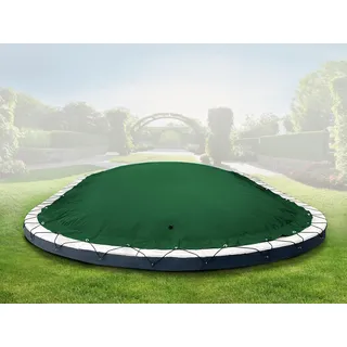AirDeluxe® Ovale aufblasbare Poolplane Schwimmbad Abdeckung (11,00m x 5,00m, Grün) aus LKW-Plane - stabile Winter Poolabdeckung - Grün