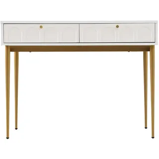 Urban Meuble Schminktisch Cremeweiß und Golden 100/76,5/45 cm , Beige , Holzwerkstoff, Metall , Rechteckig , 76.5x45x100 cm , Wohnzimmer, Wohnzimmertische, Konsolentische