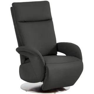 Cantus Relaxsessel , Anthrazit , Metall , Echtleder , Color-Finish-Leder , 70x108x80 cm , Goldenes M , Fußauswahl, Lederauswahl, Stoffauswahl, Relaxfunktion, Sitzfläche 360° drehbar, inklusive Armlehnen , Wohnzimmer, Sessel, Ledersessel