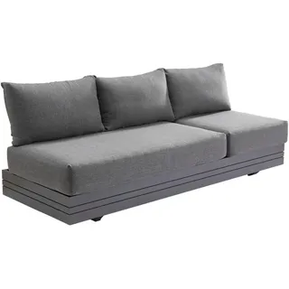 Zebra Loungesofa , Graphitfarben, Dunkelgrau , Metall, Textil , Uni , 198x40x74 cm , Gartenmöbel, Loungemöbel, Lounge-serien