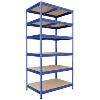 Metallregal mit Holzböden Biedrax 60 x 60 x 240 cm blau - 6 Fachböden MDF