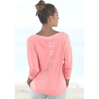 Langarmshirt ELBSAND "Raina", Damen, Gr. S (36), orange (koralle), Jersey, Obermaterial: 50% Baumwolle, 50% Polyester, unifarben, figurumspielend hüftlang, Rundhals, Shirts Langarmshirt, mit Logoprint hinten, Longsleeve aus Baumwoll-Mix, Topseller