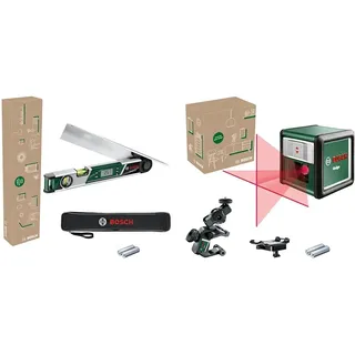 Bosch Winkelmesser UniversalAngle (Winkel bis 220°, mit integrierter Berechnungsfunktion) + Kreuzlinienlaser Quigo (einfaches und präzises Ausrichten mit flexibler Positionierung des Tools)