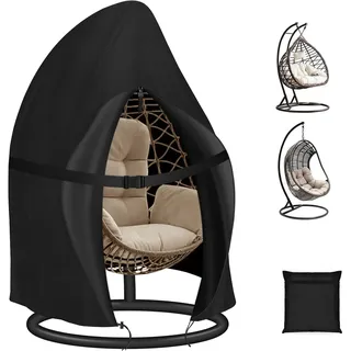 SIRUITON 120x190cm 210D Regenabdeckung Abdeckung für Hängesessel Schwingsessel Reißfest Oxford Gewebe und Innen mit PU Beschichtet Schwarz -12 Monate Garantie