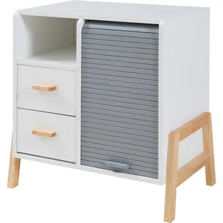 [en.casa] Sideboard Kvaefjord 66x60x40 cm mit einer Jalousietür Weiß/Grau