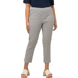 Ulla Popken Damen 7/8-Bengalinhose Sienna, gestreift Lässige Business-Hose, Marine, 40W / 32L