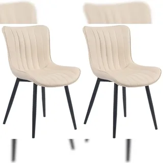 CLP 2er Set Stühle Largo I Samt- Oder Kunstlederbezug I Gepolsterter Esszimmerstuhl I Lehnstuhl mit 4-Fuß Metallgestell