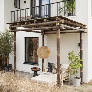 Pergola Bambus Holz Garten Pavillon Terrasse Rankhilfe in 2 Farben + 2 Größen