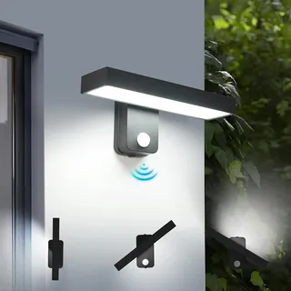 Comely LED Wandleuchte Aussen mit Bewegungsmelder, 17W 6500K Kaltweiß Aussenlampe Wand 350° Schwenkbar, IP65 Wasserdicht Außenwandleuchte Schwarz für Garten Terrasse Eingang Garage