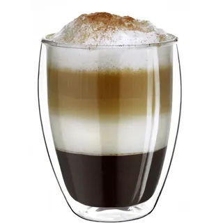 Creano doppelwandiges XXL Thermoglas 400ml, Extra großes hitzebeständiges Kaffeeglas/Teeglas/Latte Macchiato aus Borosilikatglas