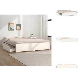 vidaXL Bett mit Schubladen Weiß 160x200 cm - Betten & Bettgestelle - Weiß