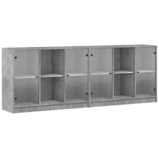 vidaXL Bücherschrank mit Türen Betongrau 204x37x75 cm Holzwerkstoff