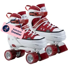HUDORA Roller Skates Sneaker in versch. Farben & Größen - Kinder Rollschuhe über 4 Größen verstellbar - Rollschuhe für Kinder & Jugendliche - Roller Schuhe mit 4 austauschbaren Innensohlen