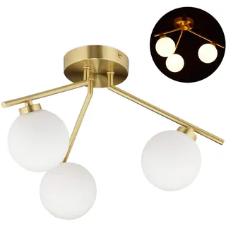Relaxdays GLOBI 3 Kugeln rund gold, weiß