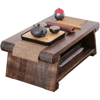 Coffee Tables Beistelltisch, Couchtisch 2-stufig mit Ablageregal, Retro japanischer Teetisch, Tatami-Tisch für Wohnzimmer, Erkerfenster (Color : Dark Brown, Size : 50 * 30 * 20cm)
