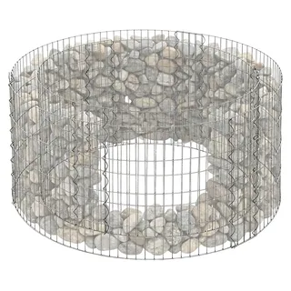 Relaxdays Gabione rund, Hochbeet Garten, Steinkorb, 3.5mm Draht, bepflanzbar, HxØ: 40x90 cm, Gabionenwand, Stahl, silber - Silber