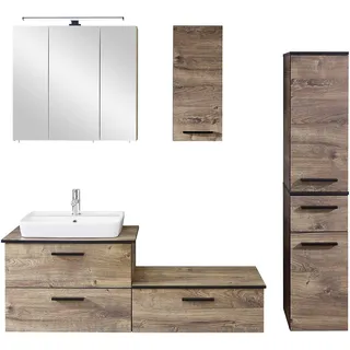 Pelipal Quickset 374 Badmöbel-Set, Holzwerkstoff, Eiche Ribbeck quer NB, 200x142x44,5 cm