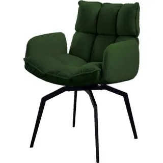 KAWOLA Esszimmerstuhl BARO Drehstuhl mit Armlehnen Stoff grün