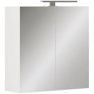 Vicco Badspiegelschrank Lavio Weiß 60 x 60 cm mit LED-Beleuchtung , Holzwerkstoff , 2 Fächer , Rechteckig , 60x60x20 cm , Badezimmer, Badezimmerspiegel, Spiegelschränke