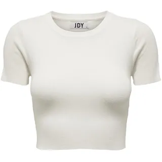 JDY Damen Basic Crop T-Shirt Einfarbiges Kurzarm Rundhals Top Kurzes RIPP Oberteil JDYCIRKELINE, Farben:Weiß, Größe:XL