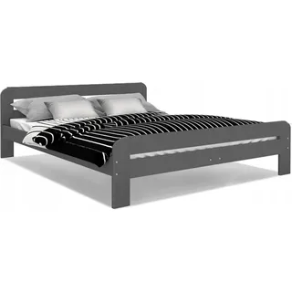 Holzbett Bett Doppel graphit Lattenrost Bettgestell MDF Matratze Kaltschaum, Matratze:mit Matratze Kaltschaum, model:160x200 cm - Grau
