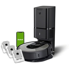 iRobot Roomba i7+ (i7556) App-steuerbarer Saugroboter mit Absaugstation, Kartierung, Reinigung nach Räumen und Objekten, Sprachassistenten-kompatibel im Set mit 3 Stück Original Staubsaugerbeutel