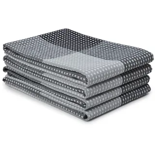Encasa XO Baumwoll-Küchentuchset - Super saugfähige Geschirrtücher & Spültücher 70x45 cm zum Abwaschen, Geschirr Trocknen und Reinigen - 4er-Pack - Grau