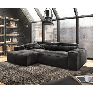 DeLife Eckcouch Mikrofaser 2-Sitzer Schwarz